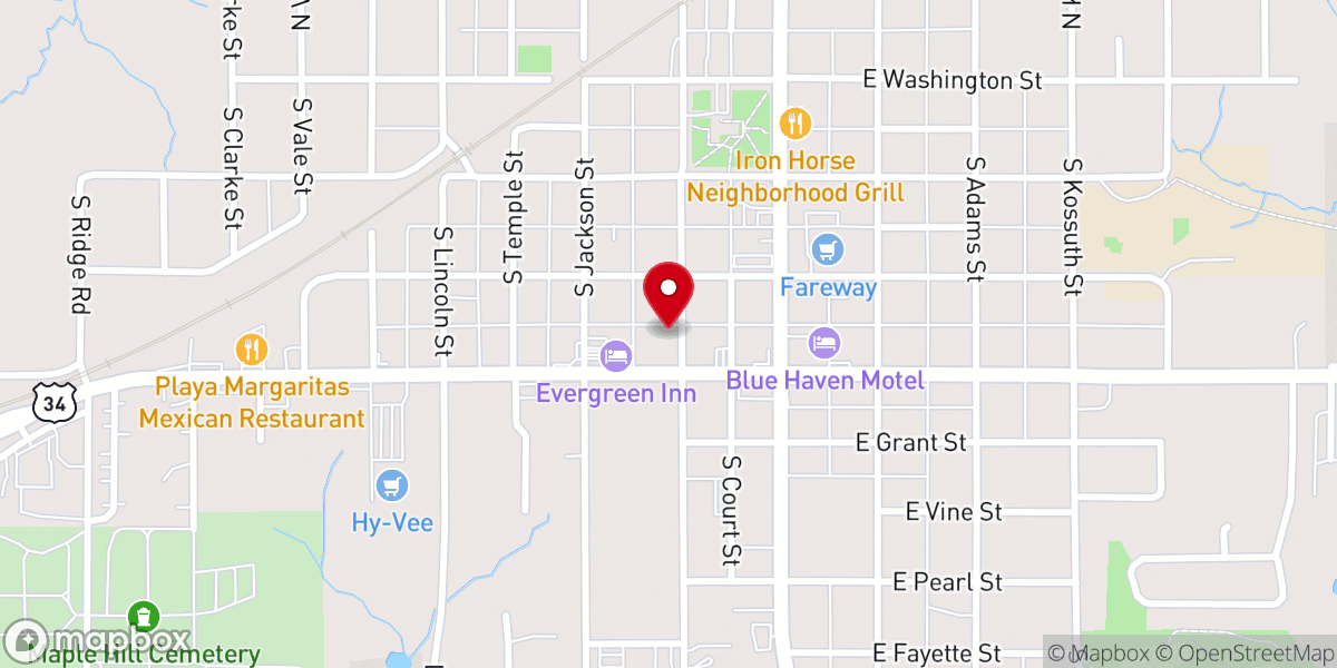 Map showing location of First Presbyterian Church