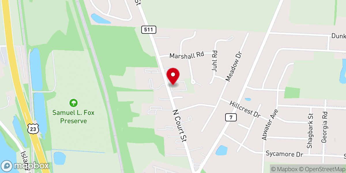 Map showing location of Circleville First Baptist Church
