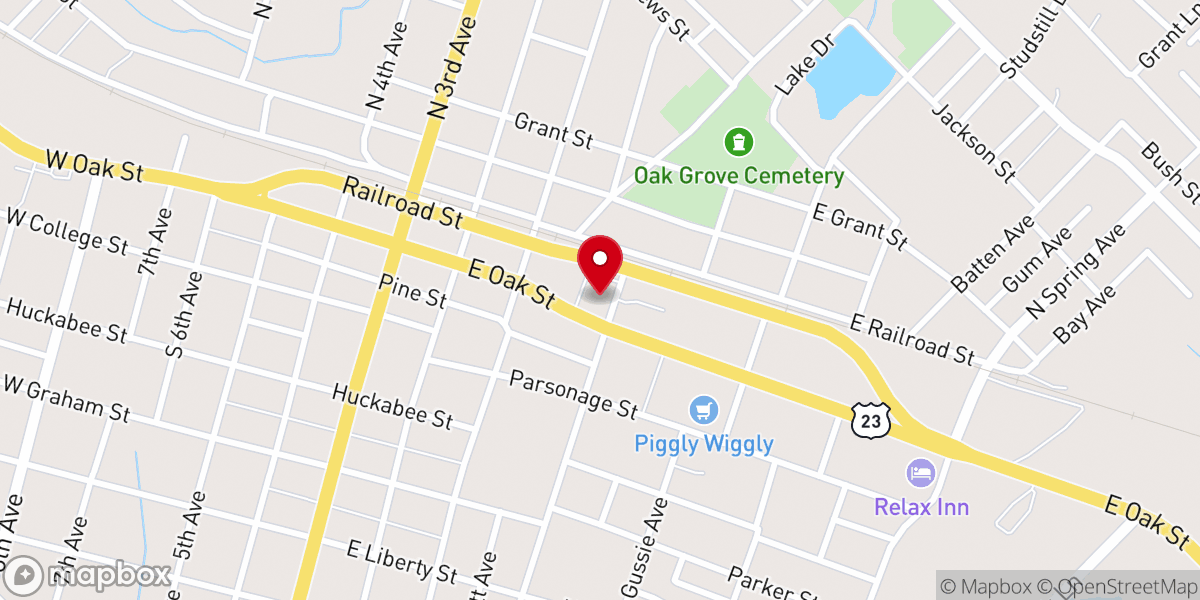 Map showing location of Telfair County Chamber