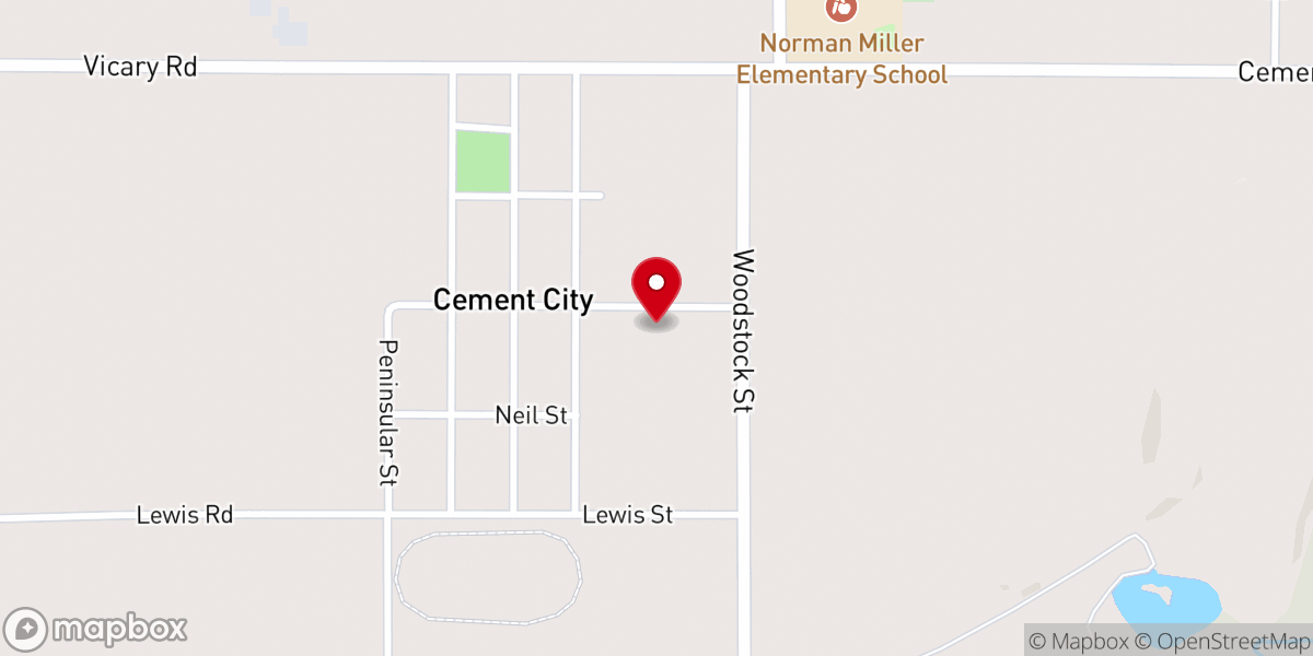 Map showing location of Village of Cement City