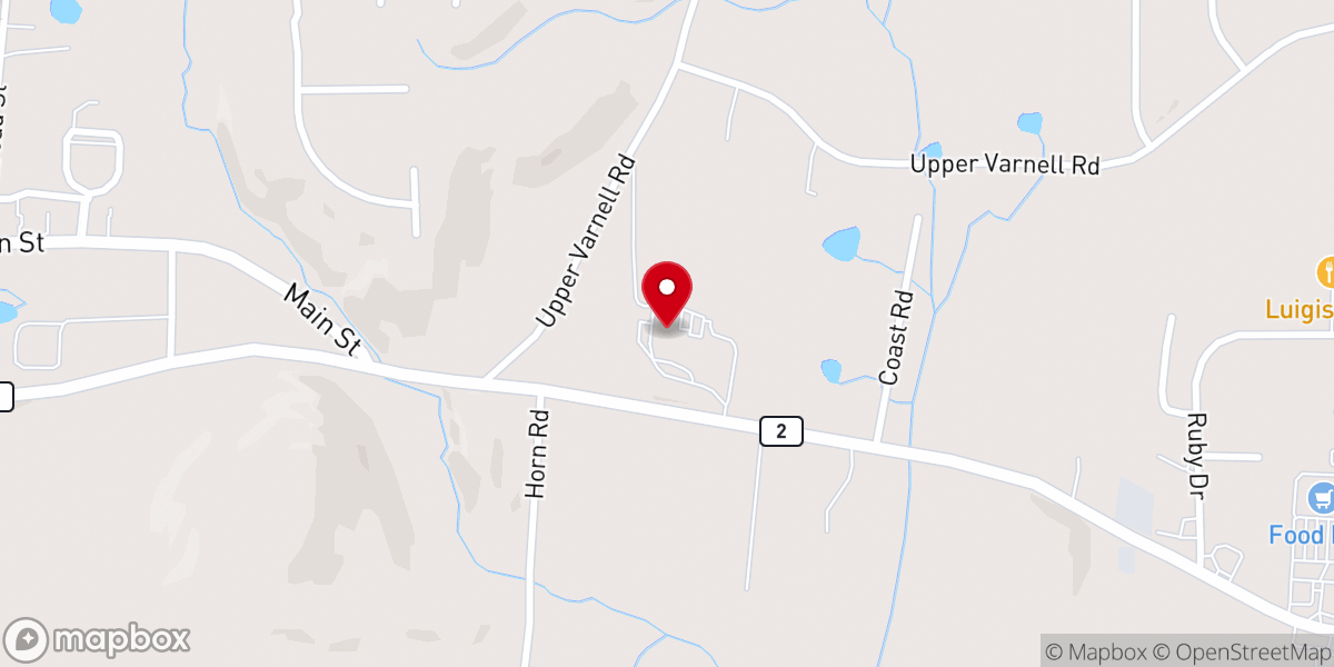 Map showing location of Varnell Church - Food Distribution Center (only open 1st and 3rd Wednesdays of each month)