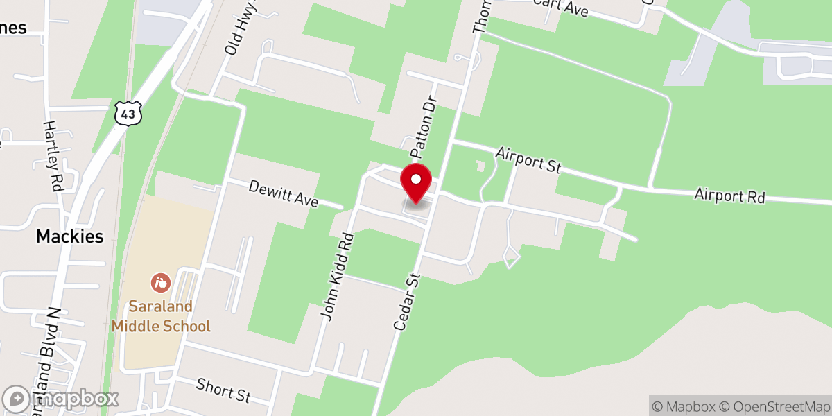 Map showing location of Cedar Street Baptist Church