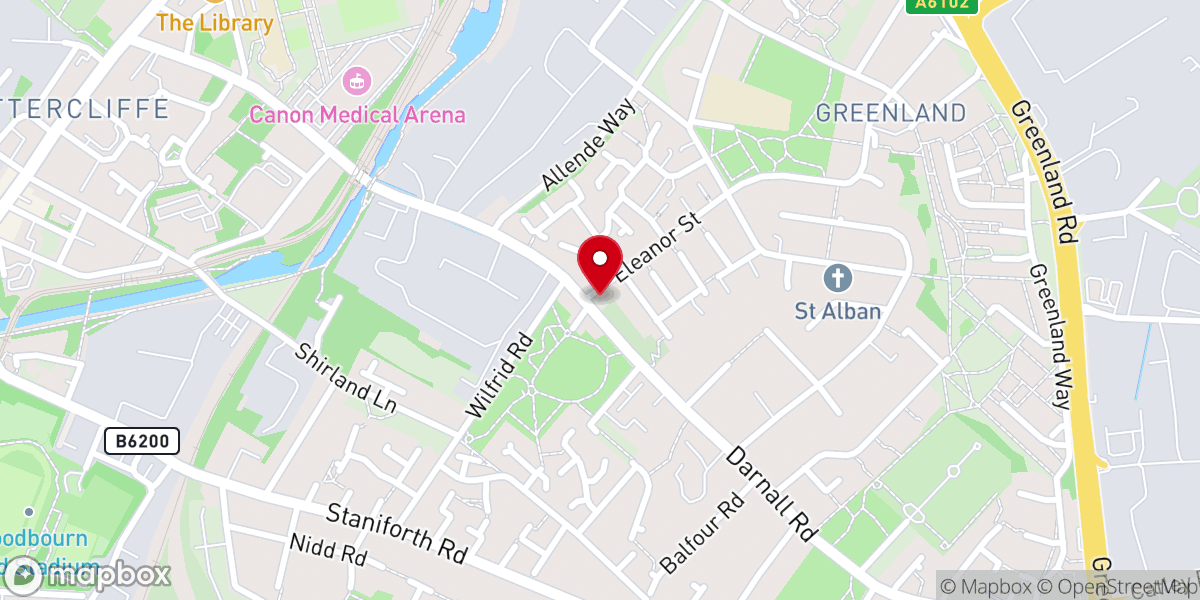 Map showing location of Darnall Road Baptist Church