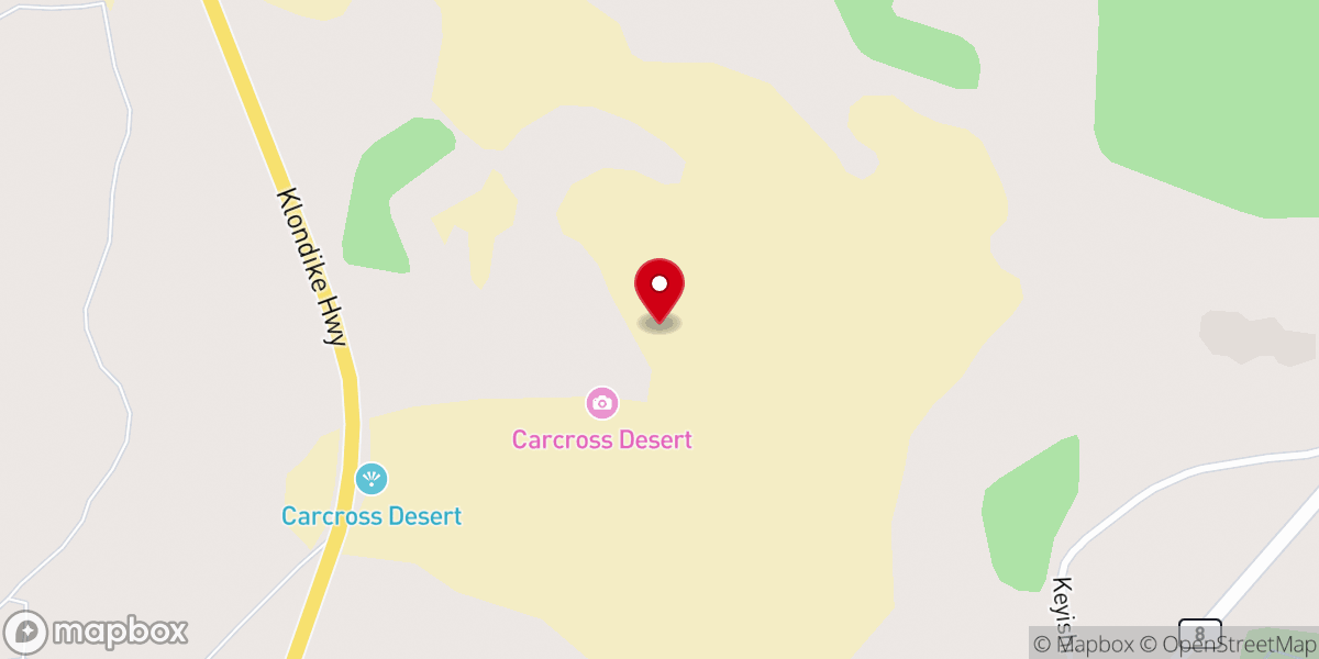 Map showing location of Carcross Desert