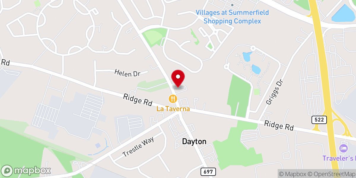 Map showing location of First Presbyterian Church at Dayton