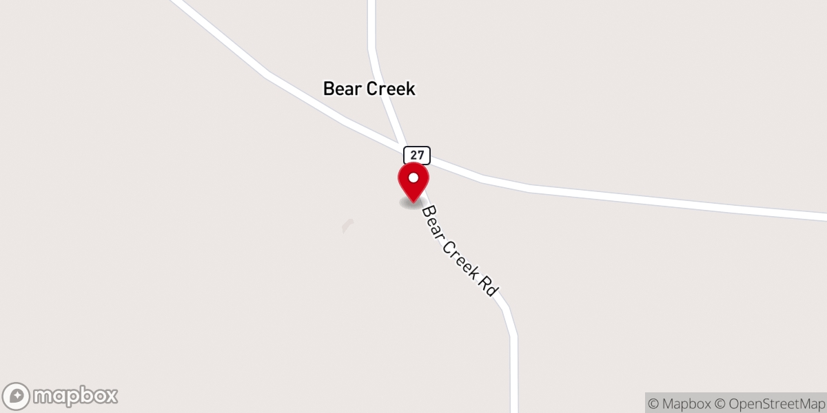 Map showing location of Bear Creek Methodist Church