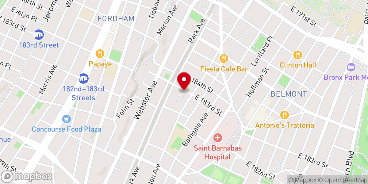 Map showing location of Zion Baptist Church Bronx
