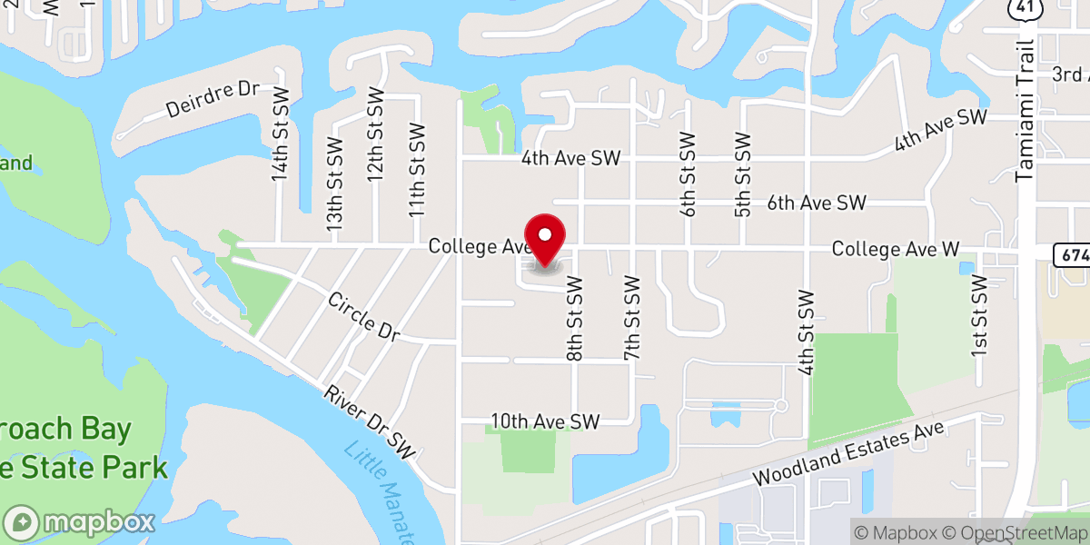Map showing location of First Baptist Church of Ruskin