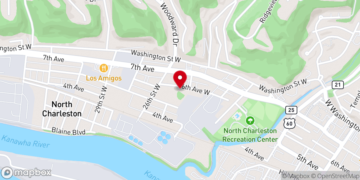 Map showing location of North Charleston Apostolic Church