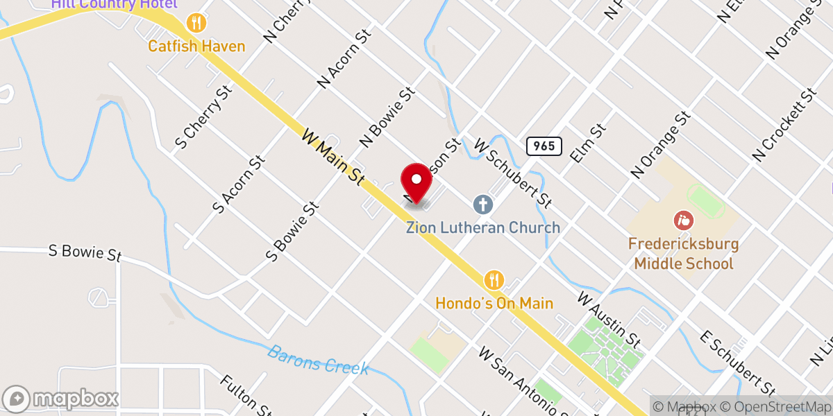 Map showing location of Zion Lutheran Church