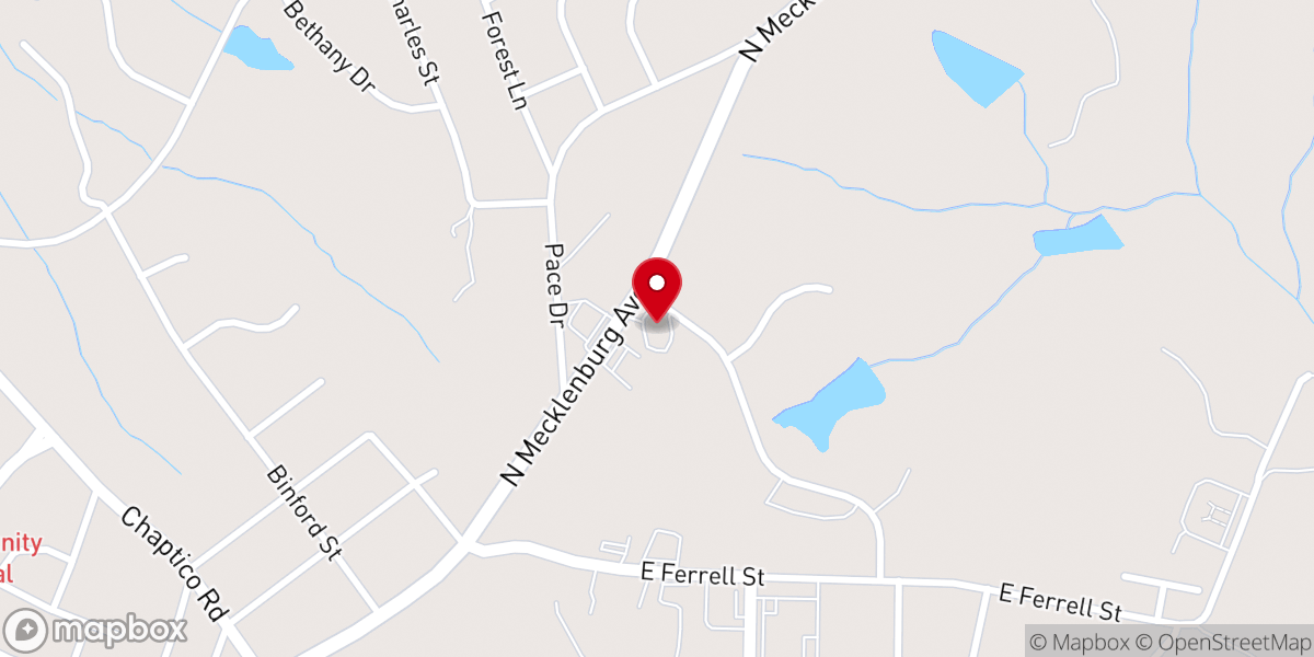 Map showing location of South Hill Presbyterian Church