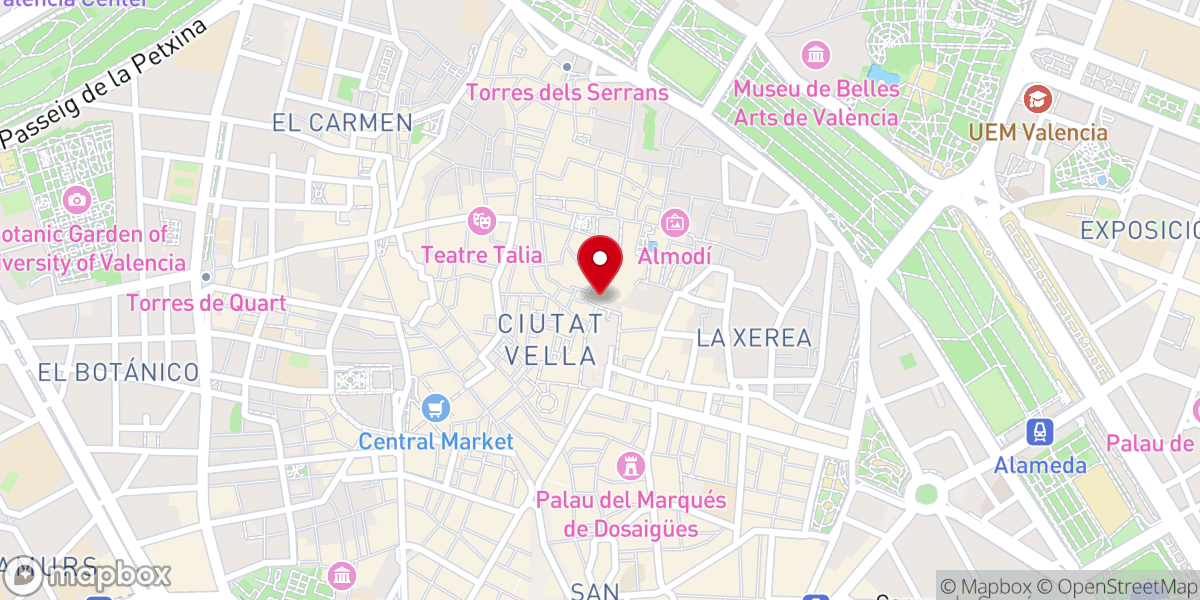 Map showing location of Catedral de Valencia