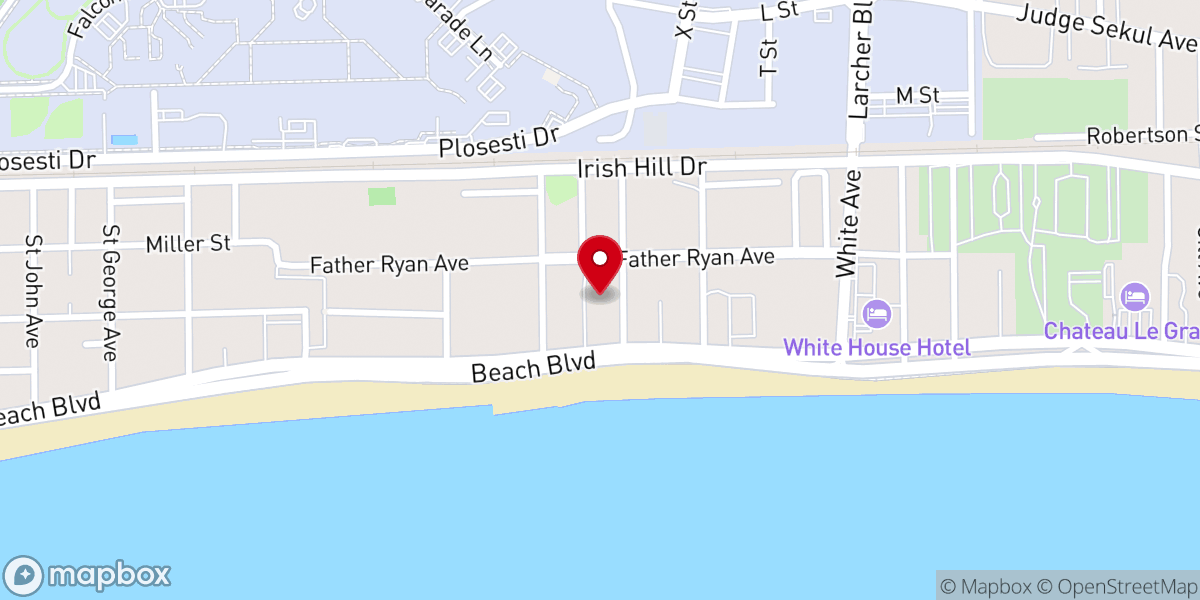 Map showing location of First Presbyterian Church of Biloxi, Mississippi