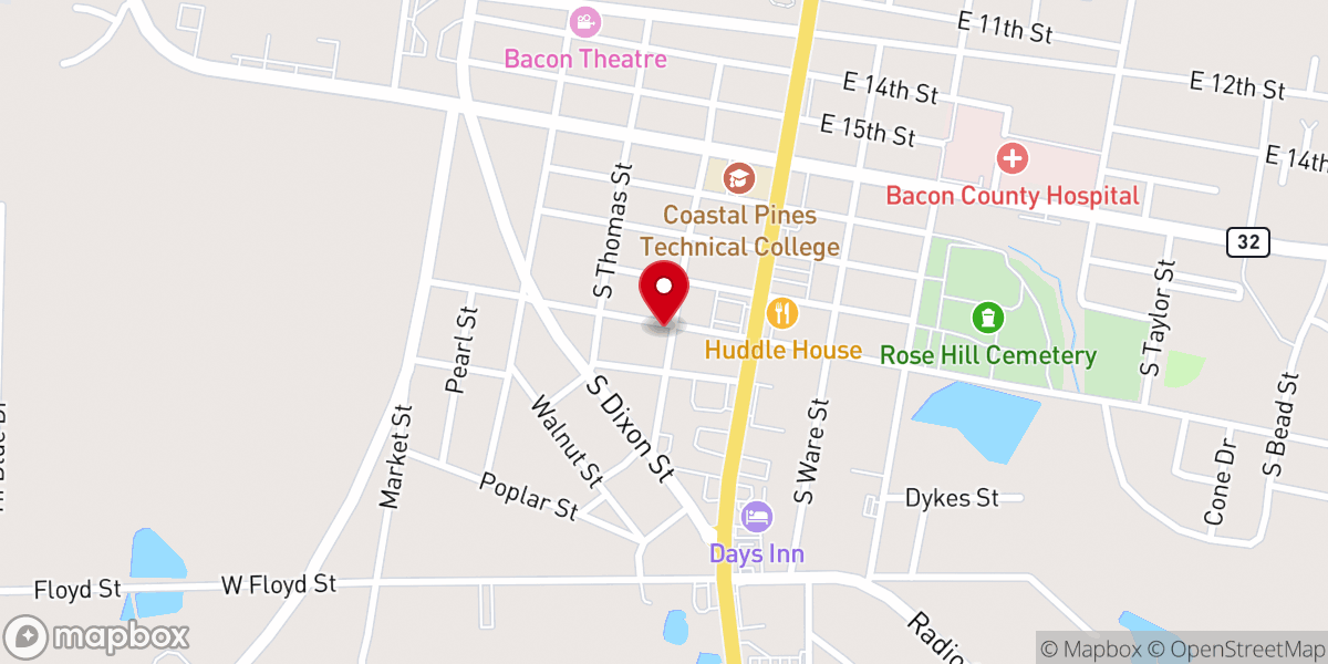 Map showing location of First Church of the Nazarene