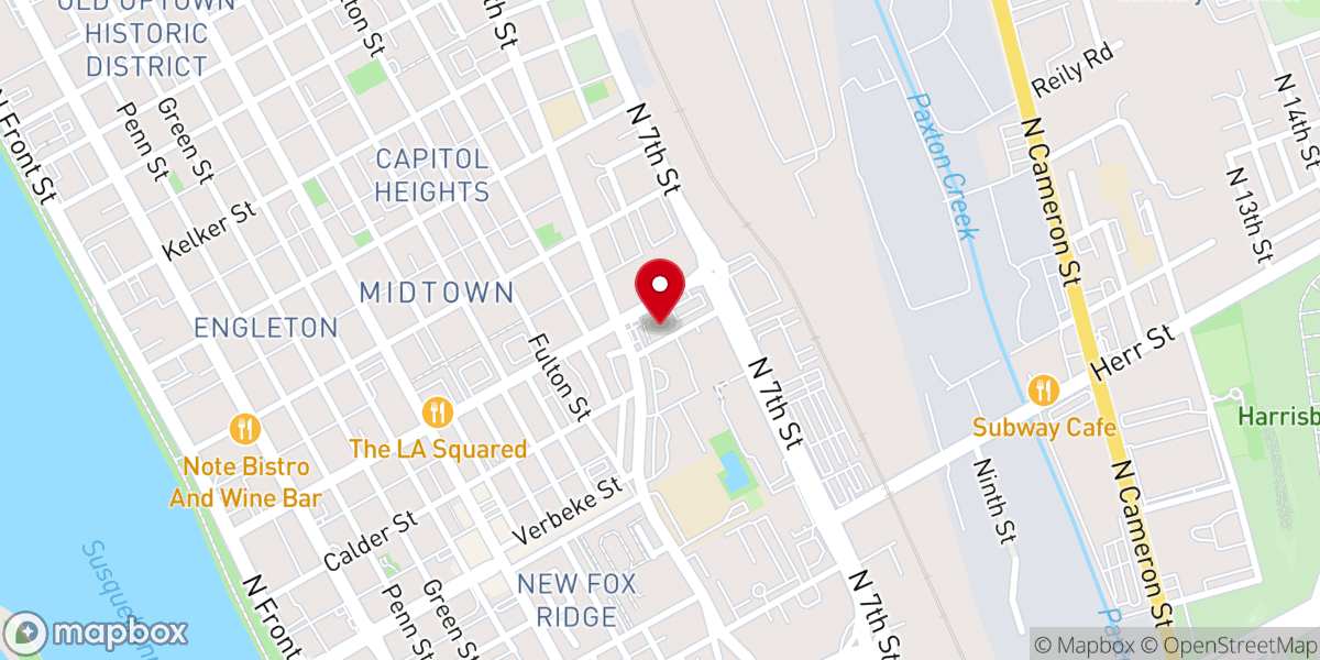 Map showing location of Bethesda Mission Men's Shelter
