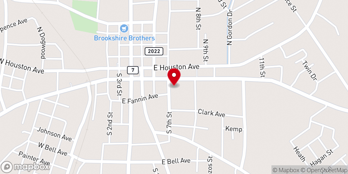 Map showing location of Crockett First United Methodist Church