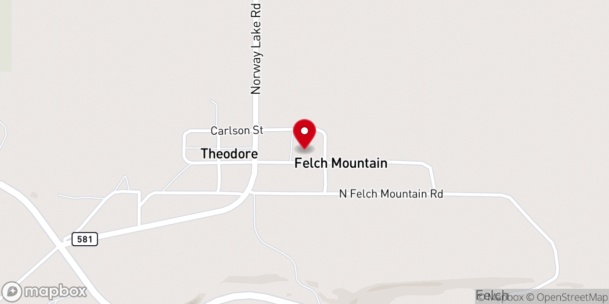Map showing location of Felch Mountain Bible Chapel