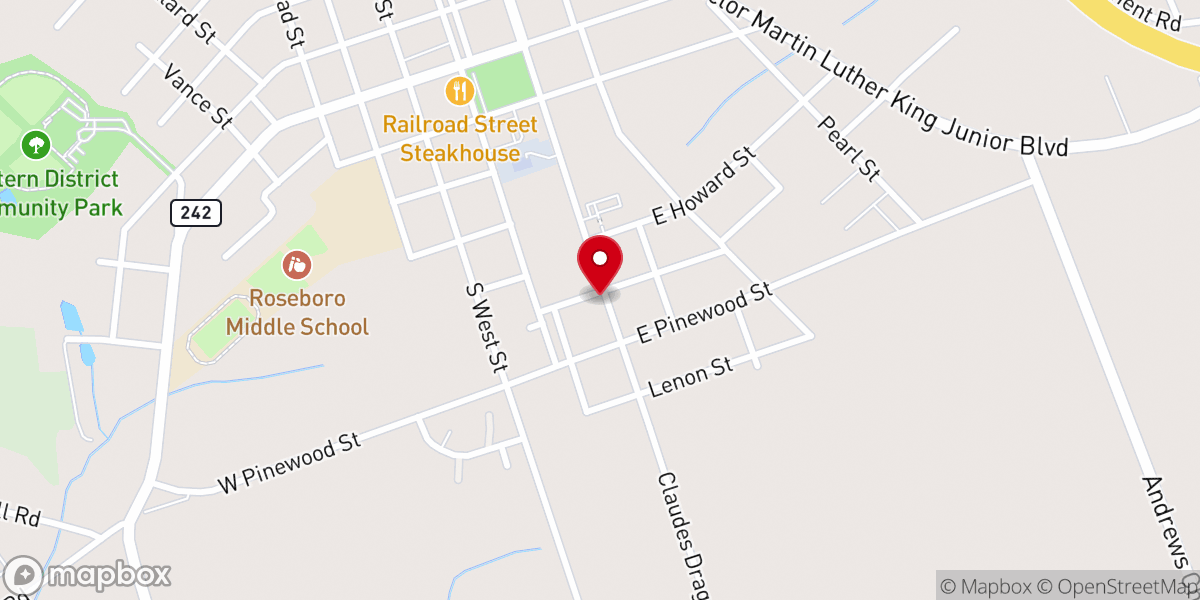 Map showing location of Roseboro PFWB