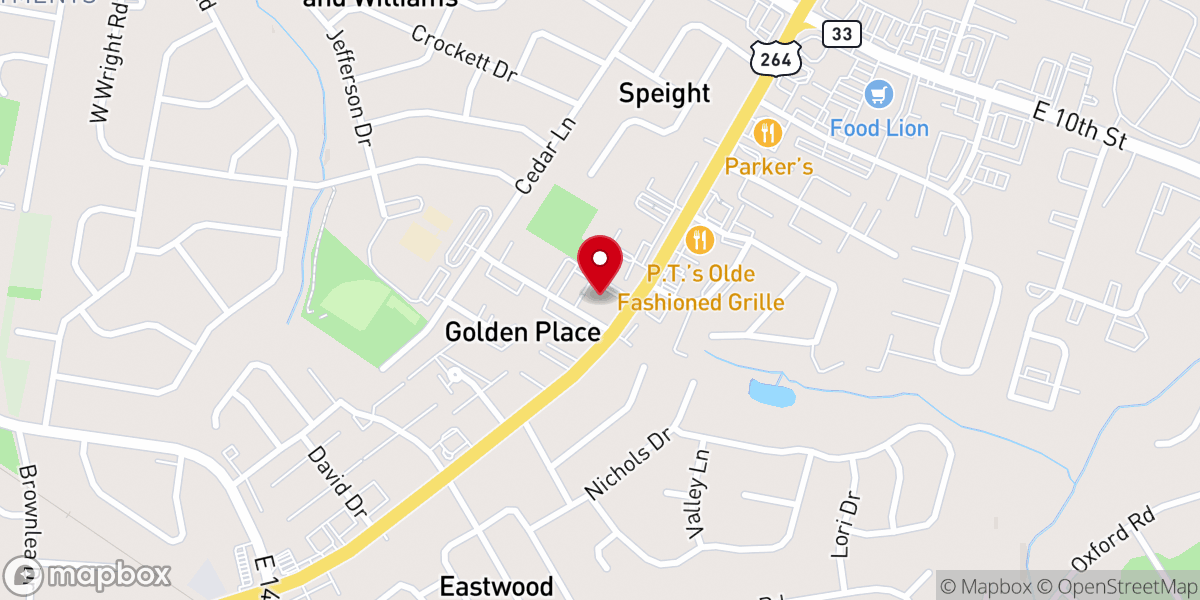 Map showing location of Trinity Free Will Baptist Church