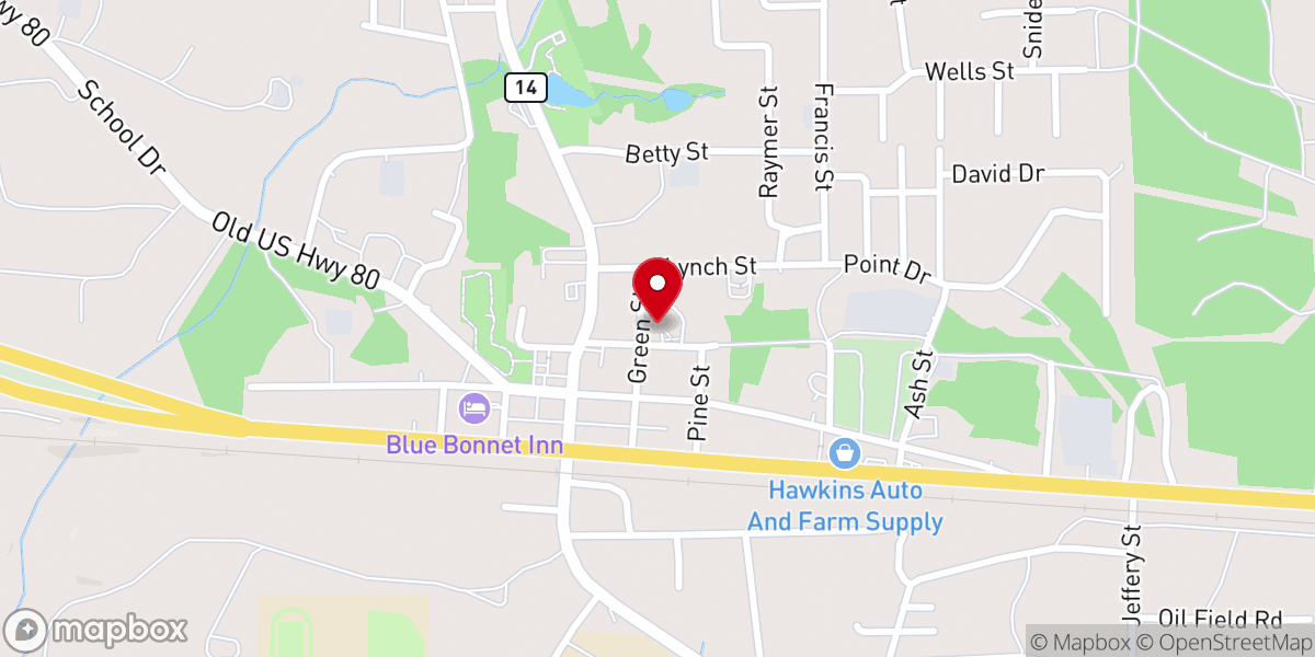 Map showing location of FBC Hawkins