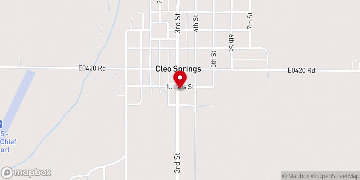 Map showing location of Cleo Springs United Methodist