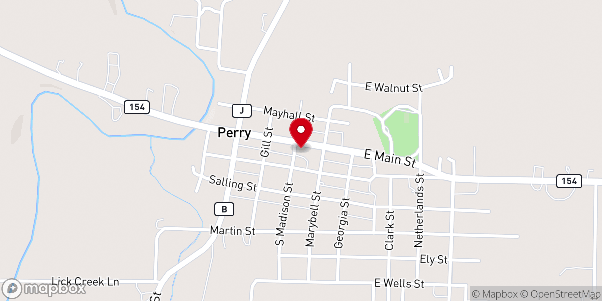 Map showing location of Perry Christian Church