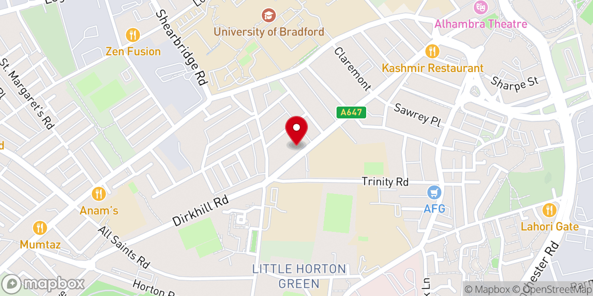 Map showing location of Yorkshire West Methodist District Office