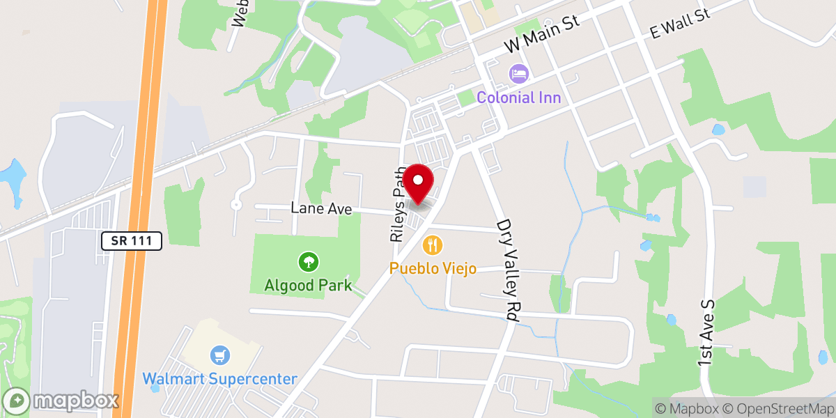 Map showing location of Algood Church of Christ