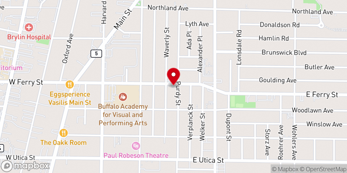 Map showing location of Zion Missionary Baptist Church