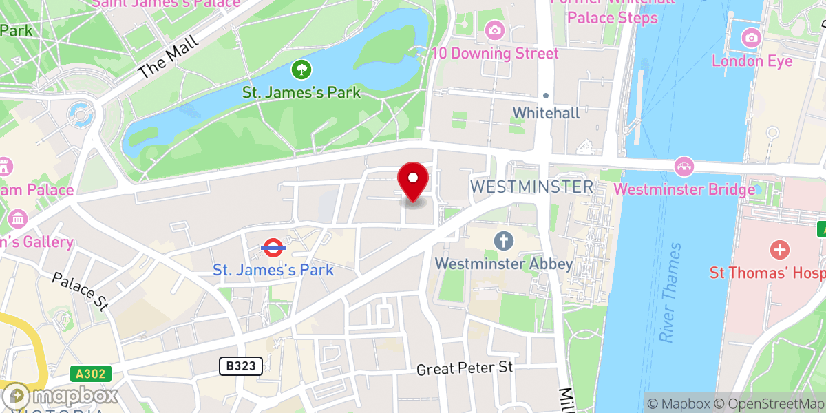 Map showing location of Central Hall Westminster