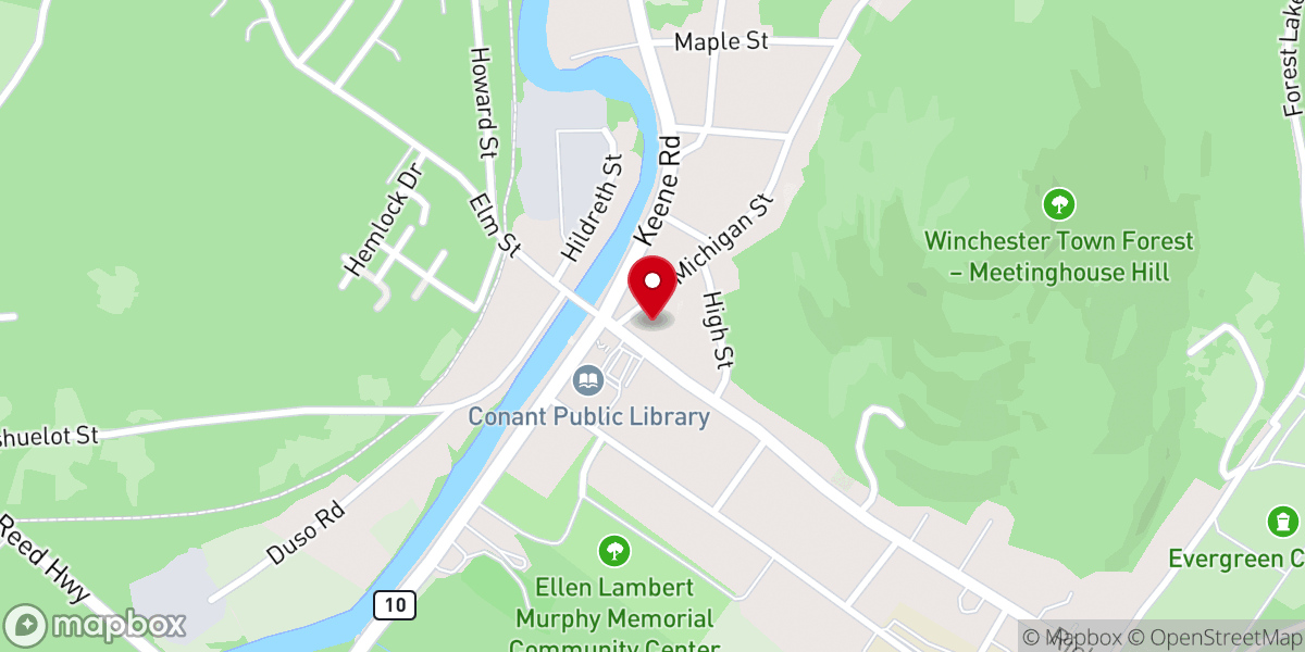 Map showing location of Winchester Memorial Church