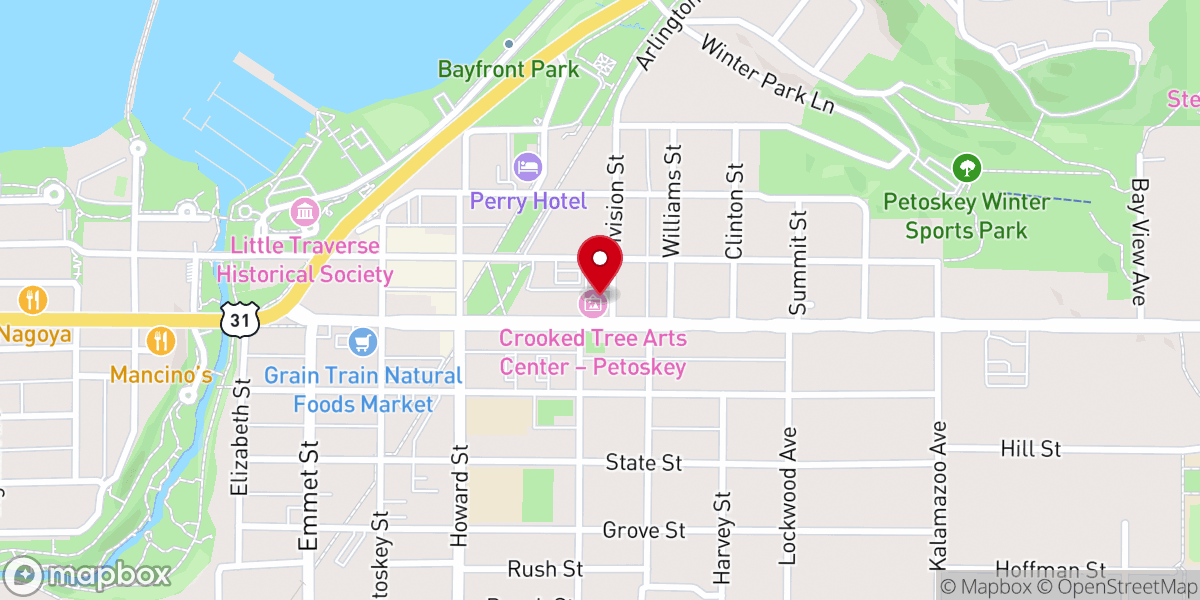 Map showing location of Crooked Tree Arts Center - Petoskey
