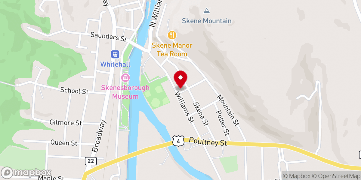 Map showing location of First Baptist Church of Whitehall