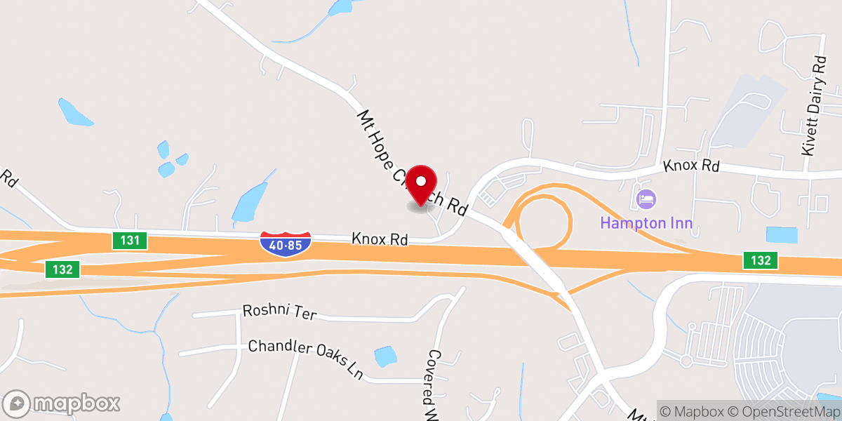 Map showing location of Mt Hope Shell Auto Care
