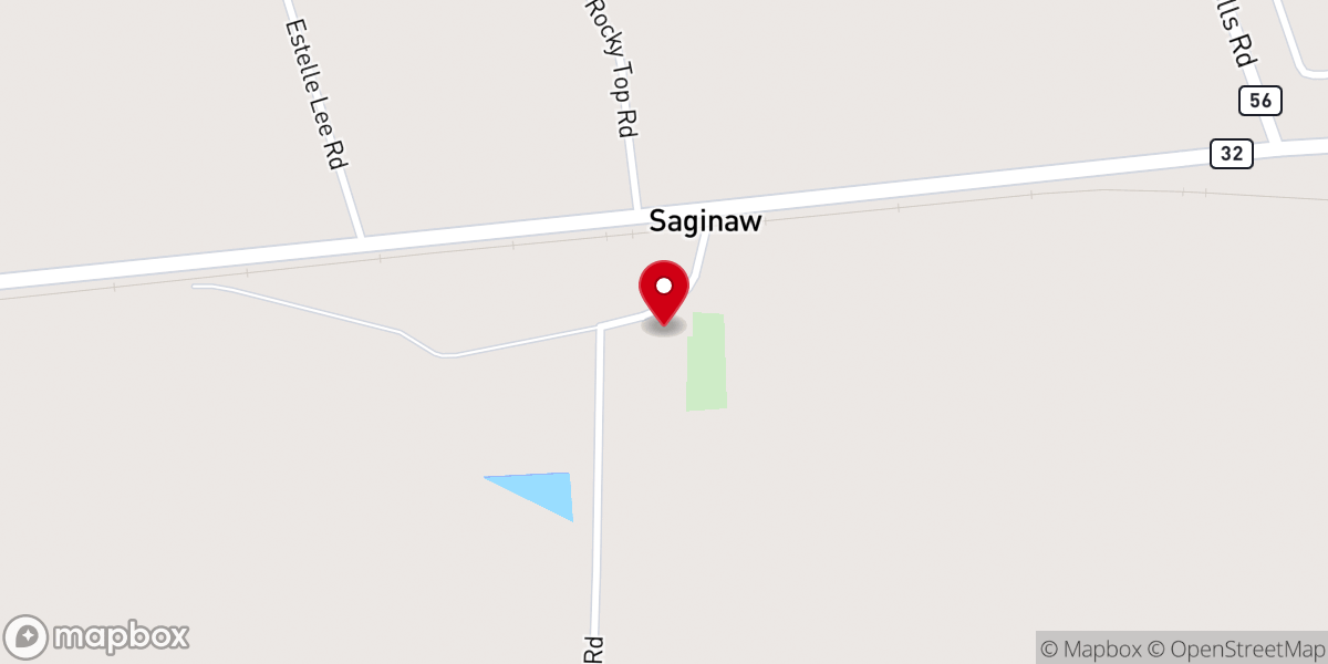 Map showing location of Saginaw Baptist Church