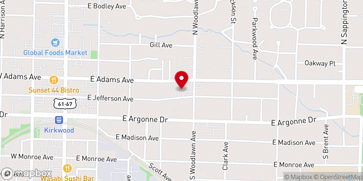 Map showing location of Kirkwood Baptist Church