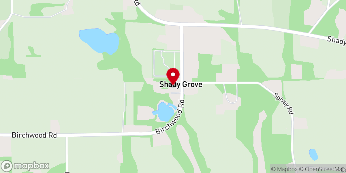 Map showing location of Shady Grove Baptist Church