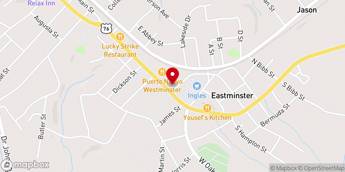 Map showing location of Westminster United Methodist Church