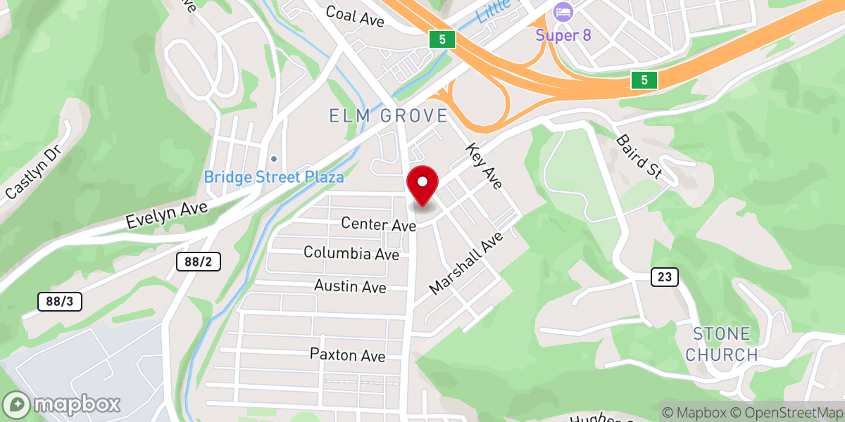 Map showing location of Elm Grove United Methodist Church
