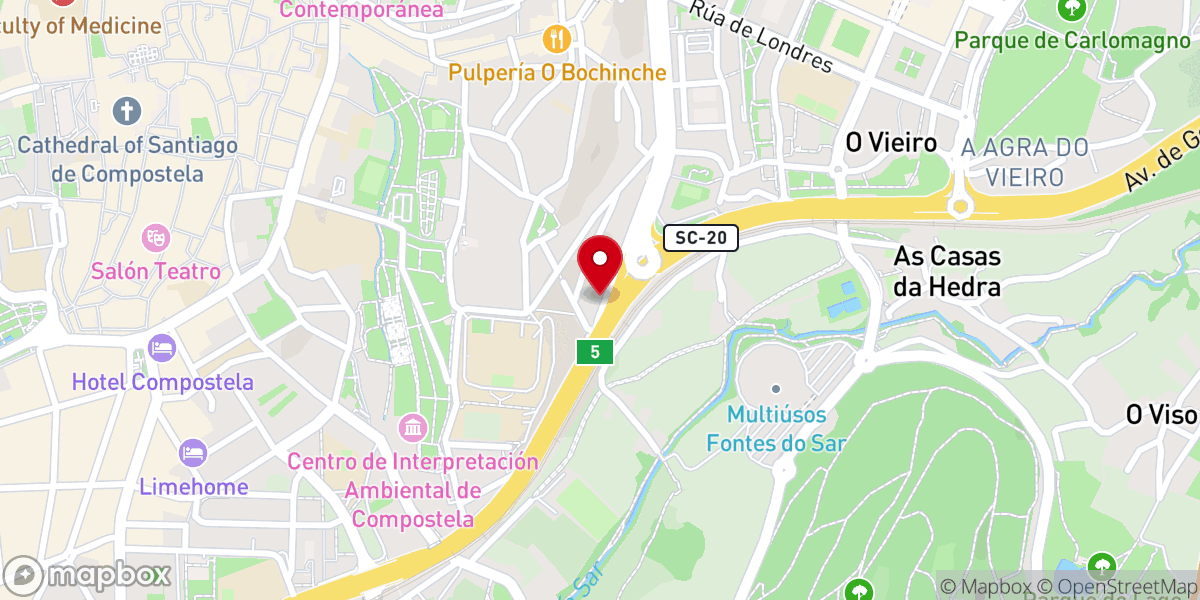 Map showing location of IPUE Santiago de Compostela - Iglesia Pentecostal Unida en Europa