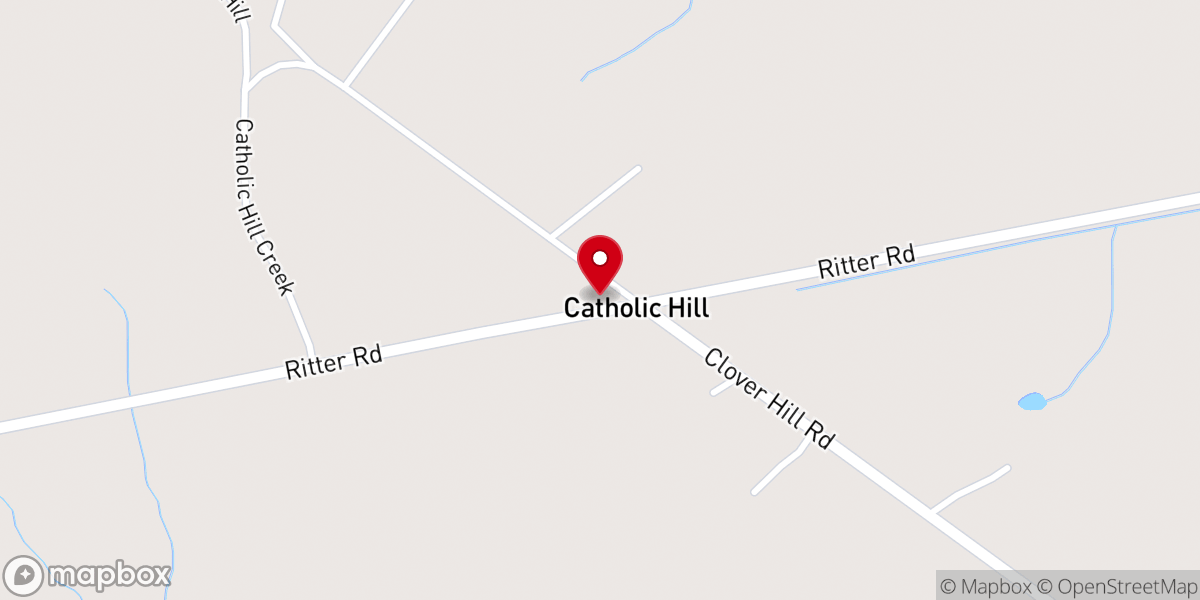 Map showing location of Catholic Hill Church