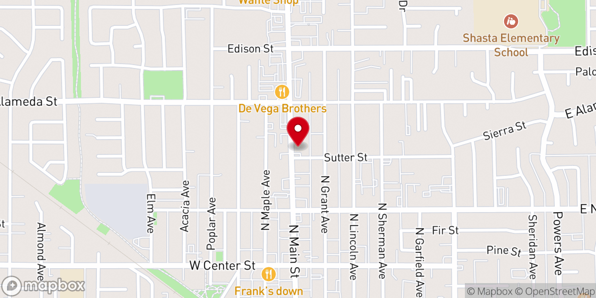 Map showing location of La Guadalupana Catholic Goods