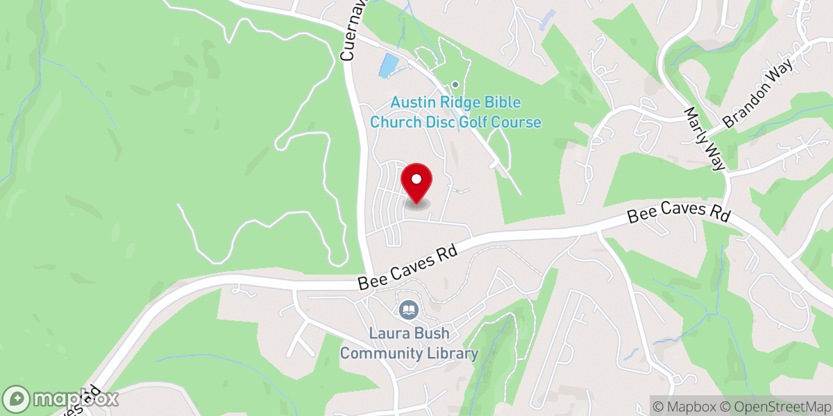 Map showing location of Austin Ridge Bible Church Bee Cave