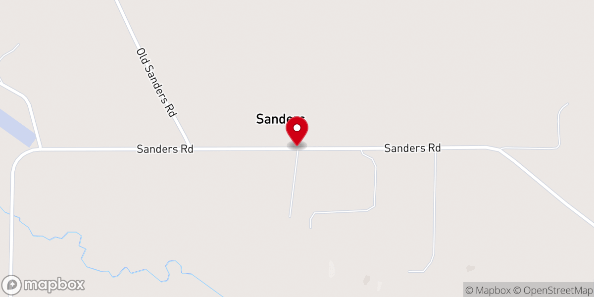 Map showing location of His Church at Sanders