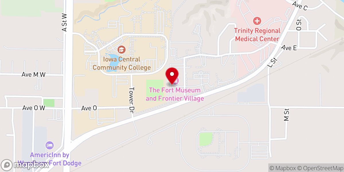 Map showing location of The Fort Museum and Frontier Village