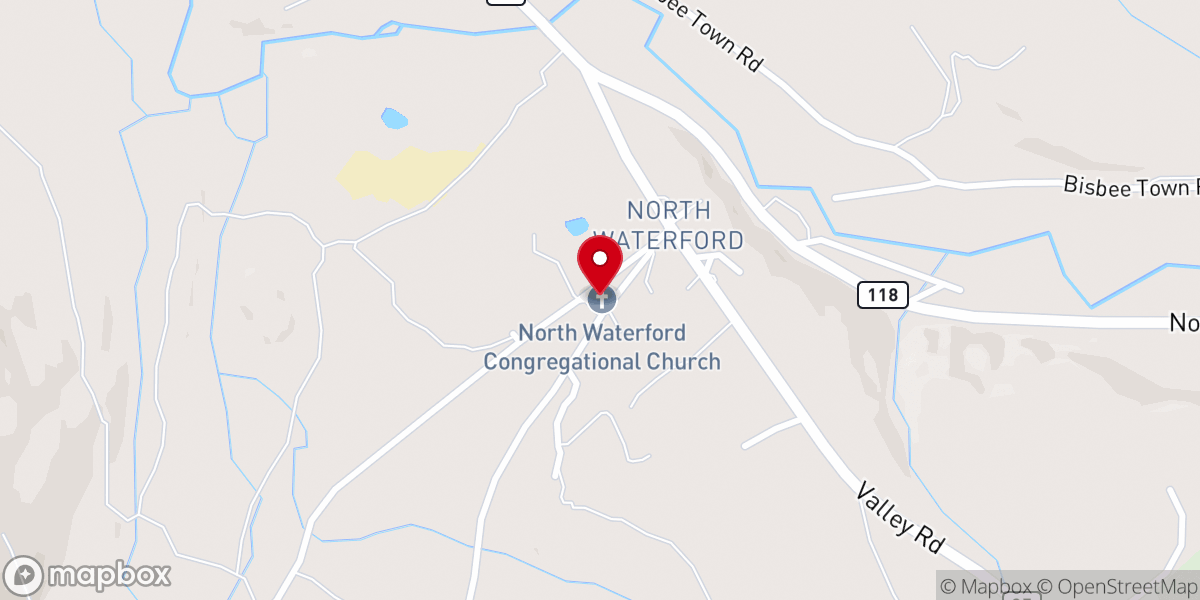 Map showing location of North Waterford Congregational Church