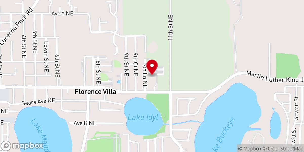 Map showing location of Hilltop Church of Christ
