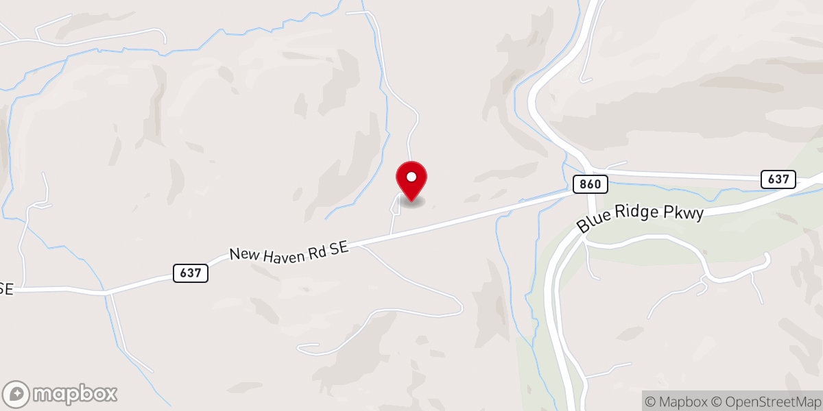 Map showing location of New Haven Baptist Church