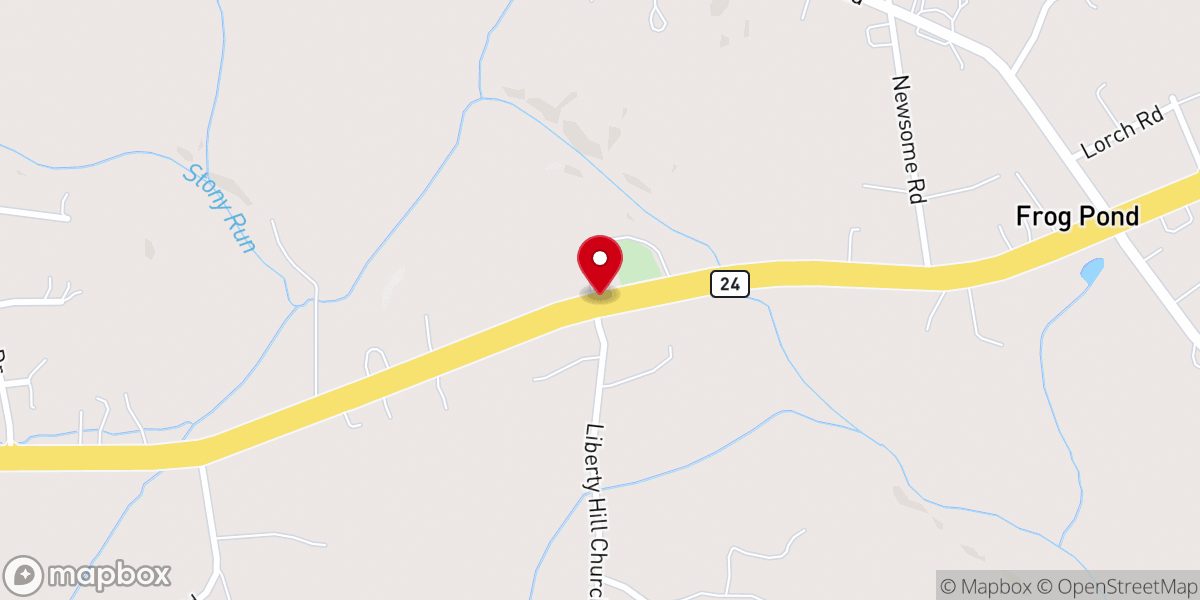 Map showing location of Liberty Hill Primitive Baptist