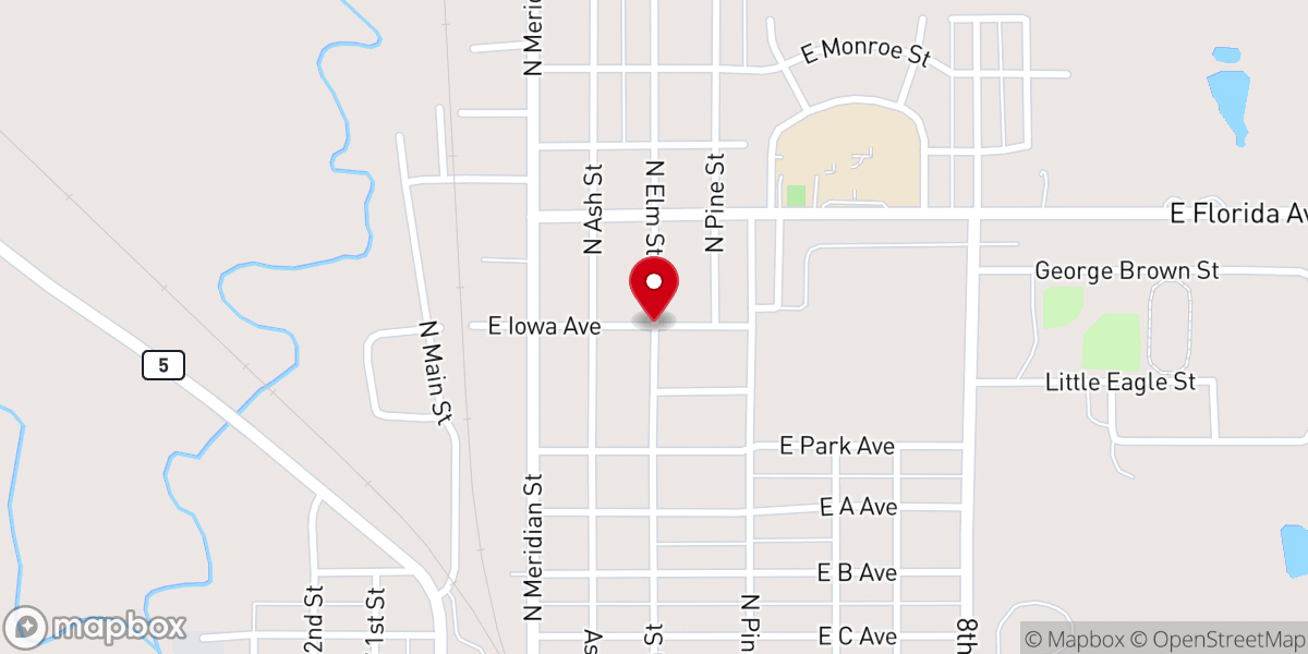 Map showing location of First Christian Church